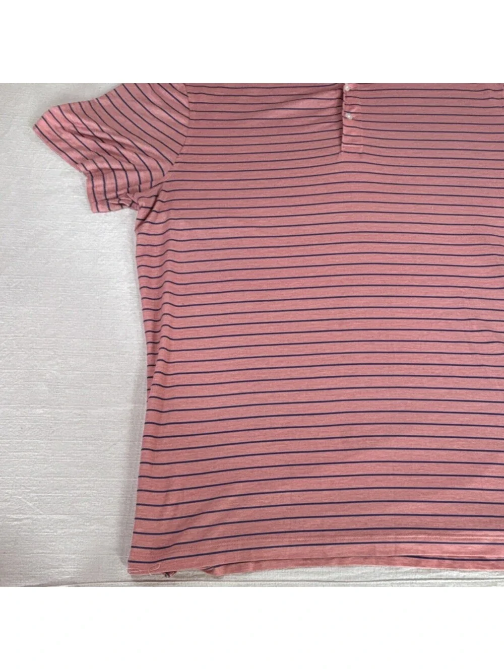 J.CREW Performance Men's XL Pink Navy Striped Polo Shirt Short Sleeve Collared